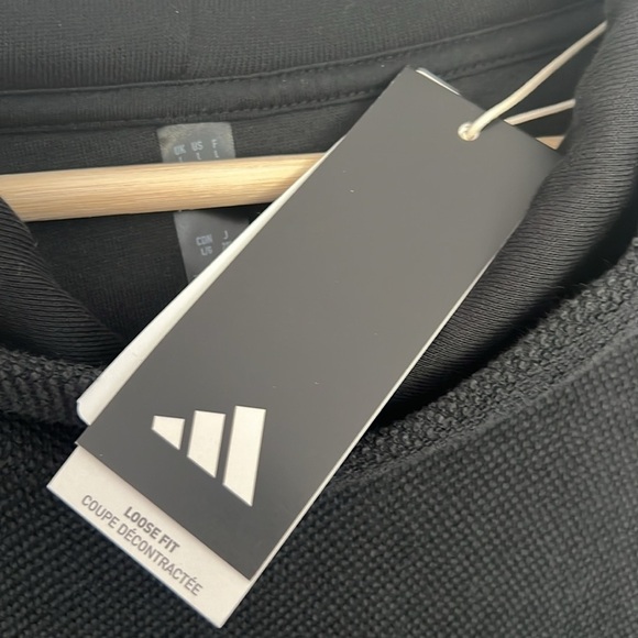 Adidas Men’s Elevated All Szn Terry Hooded Sweatshirt Size Large in Black NWT - Picture 9 of 10